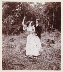 Edwardiansk portrett, par med en huske av John Pardon