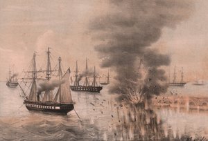 Eksplosjon av Anconas lanterne ved siden av havet, beleiring av Ancona av William Walcutt