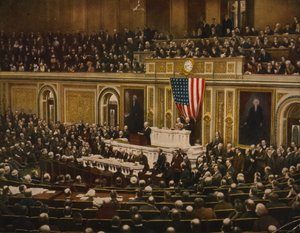 For verdens frihet ber president Woodrow Wilson kongressen om å erklære krig mot Tyskland 2. april av . .