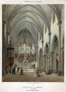 Interiør av karmelittkirken i Bagneres de Bigorre. ca. 1870 (gravering) av . .