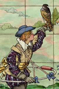 Innvendig visning, flispanel, maler Furcy Ernest Tondeur, eksekutør Boch Frères La Louvière, andre panel, detalj av . .