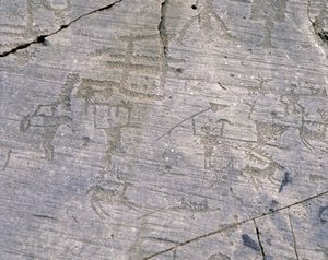 Italia, Lombardia, Brescia-provinsen, Valcamonica, nasjonalpark med steinutskjæringer i Naquane, kamuniske bergstikk