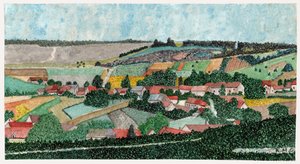 Landskap på den franske landsbygda, ca 1950 av . .