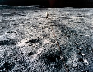 Bemannet romfart, USA, Apollo 14 Apollo 14-astronaut Edgar Mitchell på månen av Frederick (attr. to) Barnard