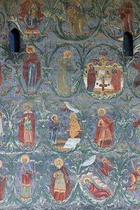 Kloster (manastirea Sucevita). Kirken. Ytre. Sørveggen. Veggmaleri. av . .