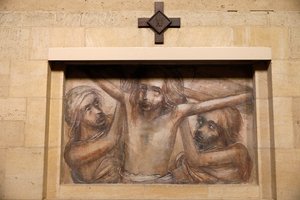 Orval trappistkloster, Belgia. Kirke. Korsveien. 11. stasjon av . .