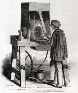 Arbeider i gullsmedbutikken. Arbeider i sølvsmed. av Frederick (attr. to) Barnard