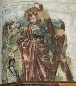 Sognekirke (Vår Frues sognekirke). Interiør. Koret. Veggmaling. av . .