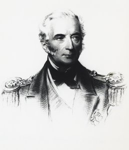 Portrett av Edward Hobart Seymour (1840-1929), admiral for den allierte flåten involvert i sammenstøt med bokserne i Kina, tegning av Georg Carl Heinrich Dollmann