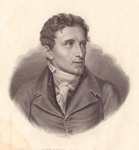 Portrett av den italienske billedhuggeren Antonio Canova (1757-1822), kobberstikk av A Locatelli fra maleri av Giuseppe Bossi