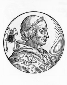 Portrett av Johannes V (635-686), 82. pave av den katolske kirke fra 685, gravering