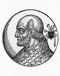 Portrett av Theodorus I (død 649), 73. pave av den katolske kirke fra 642, gravering av William Walcutt