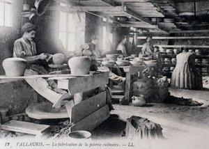 Postkort med keramikk til Vallauris servise, ca 1900, Frankrike