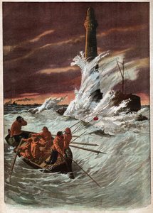 Ravitaillement d'un phare. Etterforsyning av et fyrtårn. av Ferdinand Georg Waldmuller