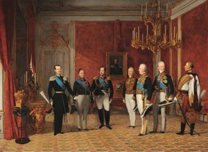 Mottakelse av storhertug Alexander Nikolayevich av prins Metternich i Wien Hofburg i 1839 av Фердинанд Георг Вальдмюллер
