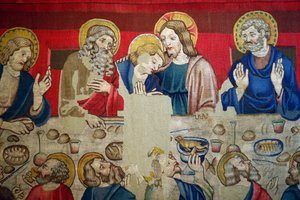 Saint Mark museum. Tapet i ull med episoder fra Kristi lidenskap. Det siste måltid. av . .