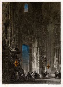 Frelserens katedral i Jerez de la Frontera (Xeres). rundt 1840 (gravering) av . .