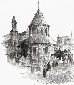 Temple Church, London, England, sett her på 1800-tallet. av . .