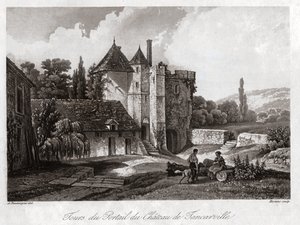 Slottet i Tancarville. rundt 1840 (gravering) av . .