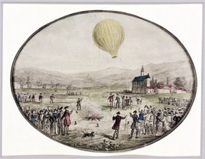Den første offentlige ballongoppstigningen, 5. juni 1783 av Frederick (attr. to) Barnard