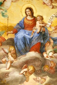 Jomfru Maria og barn. Fersk. Palazzo Fieschi-Crosa Di Vergagni. Genova. Italia. av . .