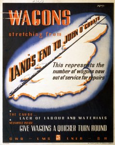 Vogne som strekker seg fra Land's End til John O'Groats', plakat av Ferdinand Georg Waldmuller