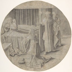 Haman trygler Ester om sitt liv, 1500-midten av 1500-tallet. av Circle of Pseudo Aert Ortkens