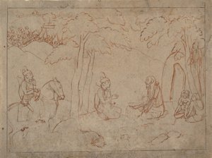 Rama og Lakshmana Besøk Hermitage of a Ascetic, ca. 1775-80. av a first generation master after Nainsukh