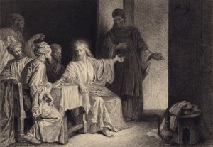 Kristus helbreder mannen som er plaget av vatter av after Albert Robida