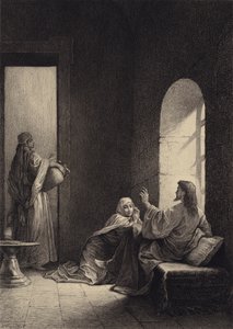 Jesus i huset til Marta og Maria av after Albert Robida