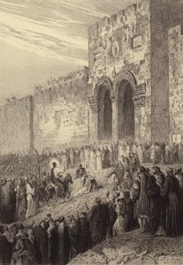 Jesus går inn i Jerusalem av after Albert Robida