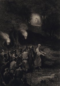 Judas forråder Jesus av after Albert Robida