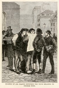 Lesere i alle klasser slukte nyhetene knyttet til Phileas Fogg, fra Around the World in Eighty Days av Jules Verne (1828-1905), gravert av Louis Dumont (f.1822) 1873