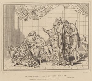 Elisja oppdrar Sunemmittens sønn, 2. Kongebok av after Benjamin West
