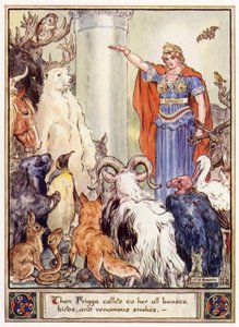 Så kalte Frigga til henne alle dyr, fugler og giftslanger av after Charles Edmund Brock