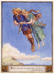Så gjennom den klare himmelen kom to former svevende av after Charles Edmund Brock