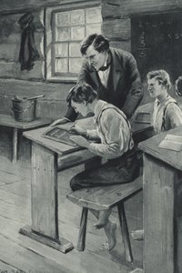 Abraham Lincoln lærer å skrive av after Charles Mills Sheldon