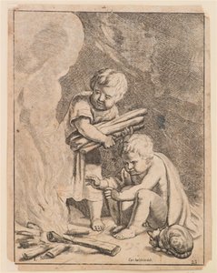 Til barn som lager bål av after Cornelis Holsteyn