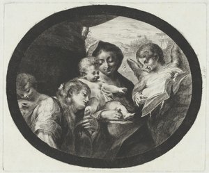 Jomfruen og barnet med engler av after Correggio Vivant Denon