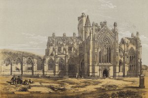Melrose Abbey, fra sør (chromolitho)