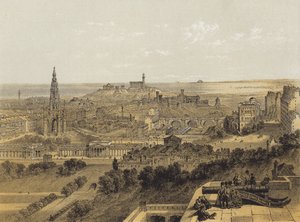 Utsikt over Edinburgh fra slottet (chromolitho)