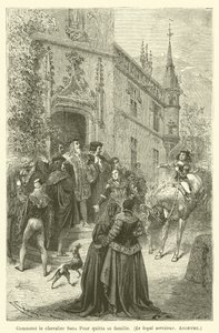 Hvordan den fryktløse ridderen forlot familien sin, den lojale tjeneren, anonym av after Emile Antoine Bayard