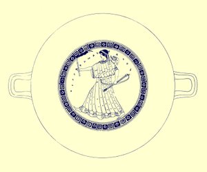 Artemis med bue, pil og fakkel, illustrasjon fra greske vasemalerier av J. E. Harrison og D. S. MacColl, utgitt 1894 (digitalt forbedret bilde)