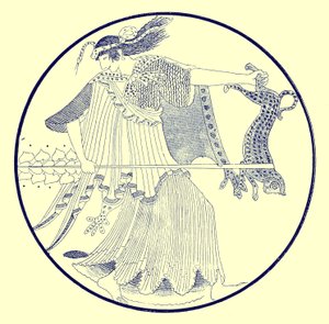 Maenad, illustrasjon fra greske vasemalerier av J. E. Harrison og D. S. MacColl, utgitt 1894 (digitalt forbedret bilde) av after English School