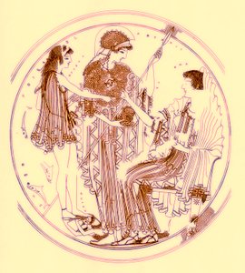 Theseus and Amphitrite, illustrasjon fra greske vasemalerier av J. E. Harrison og D. S. MacColl, utgitt 1894 (digitalt forbedret bilde) av after English School
