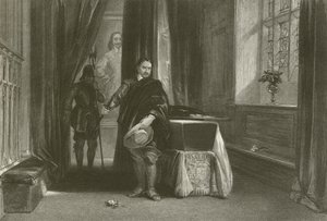 Cromwell så på kroppen til Charles I, en skygge beveget seg over pannen hans av after George Cattermole