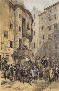 West Bow, Edinburgh (chromolitho) av after George Cattermole