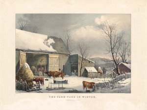Gårdsgården om vinteren av after George Henry Durrie