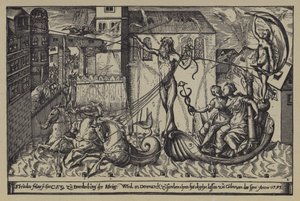 Fyrverkeri ved slottet til markgreven av Brandenburg ved Colln ved elven Spree i anledning besøket til kong Christian IV av Danmark, 10. oktober 1595