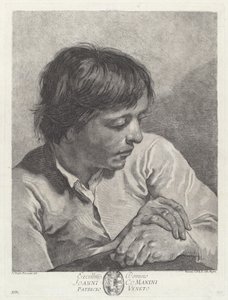 En ung mann med hendene i kryss av after Giovanni Battista Piazzetta Pietro Scattaglia and Innocente Alessandri